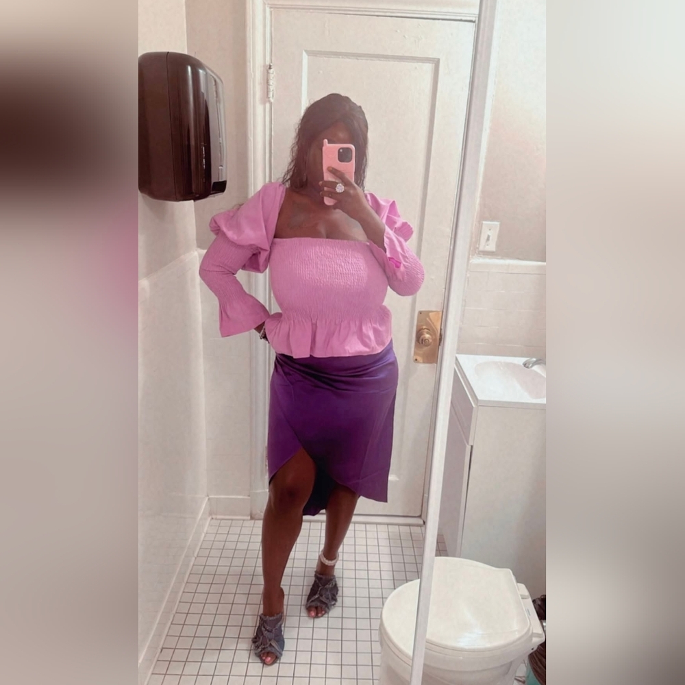Lulumari - Purple Satin Wrap Midi Skirt